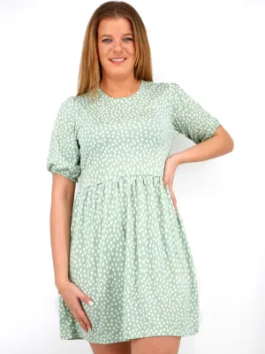 Robe à pois pour femme, Verte