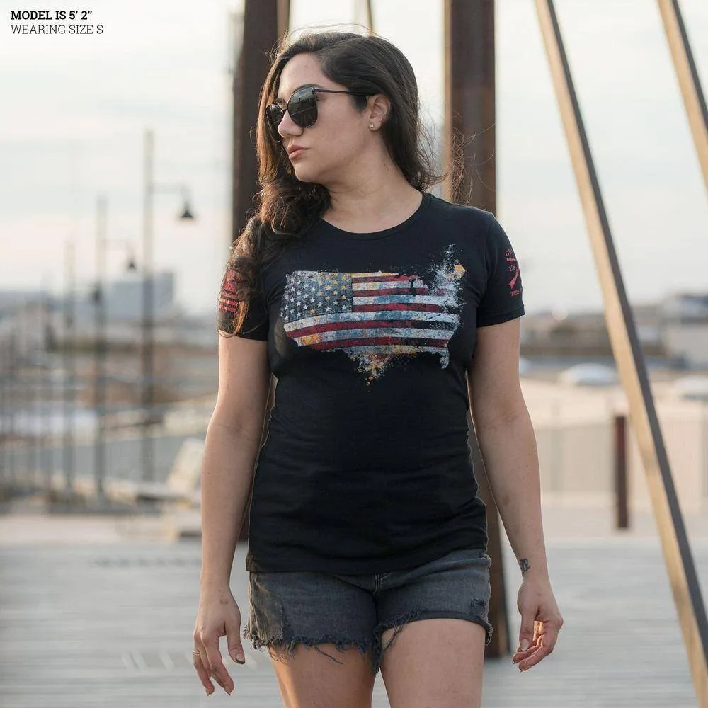 T-shirt Slim Fit Femme Red Blood Nation - Noir