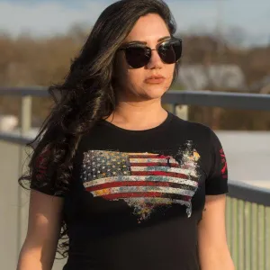 T-shirt Slim Fit Femme Red Blood Nation - Noir