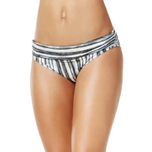 Slip de bikini hipster à taille ruchée pour femme, Gris