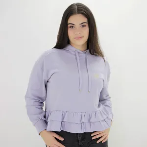 Pull brodé logo à volants pour femmes, Lilas