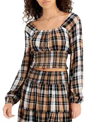 Haut Femme à Encolure Carrée avec Smocks, Multi