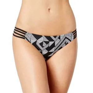 Culotte de bikini féminine à fines bretelles et coupe cheeky, Blanc/Noir