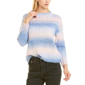 Pull col rond rayé pour femme, Bleu/Rose