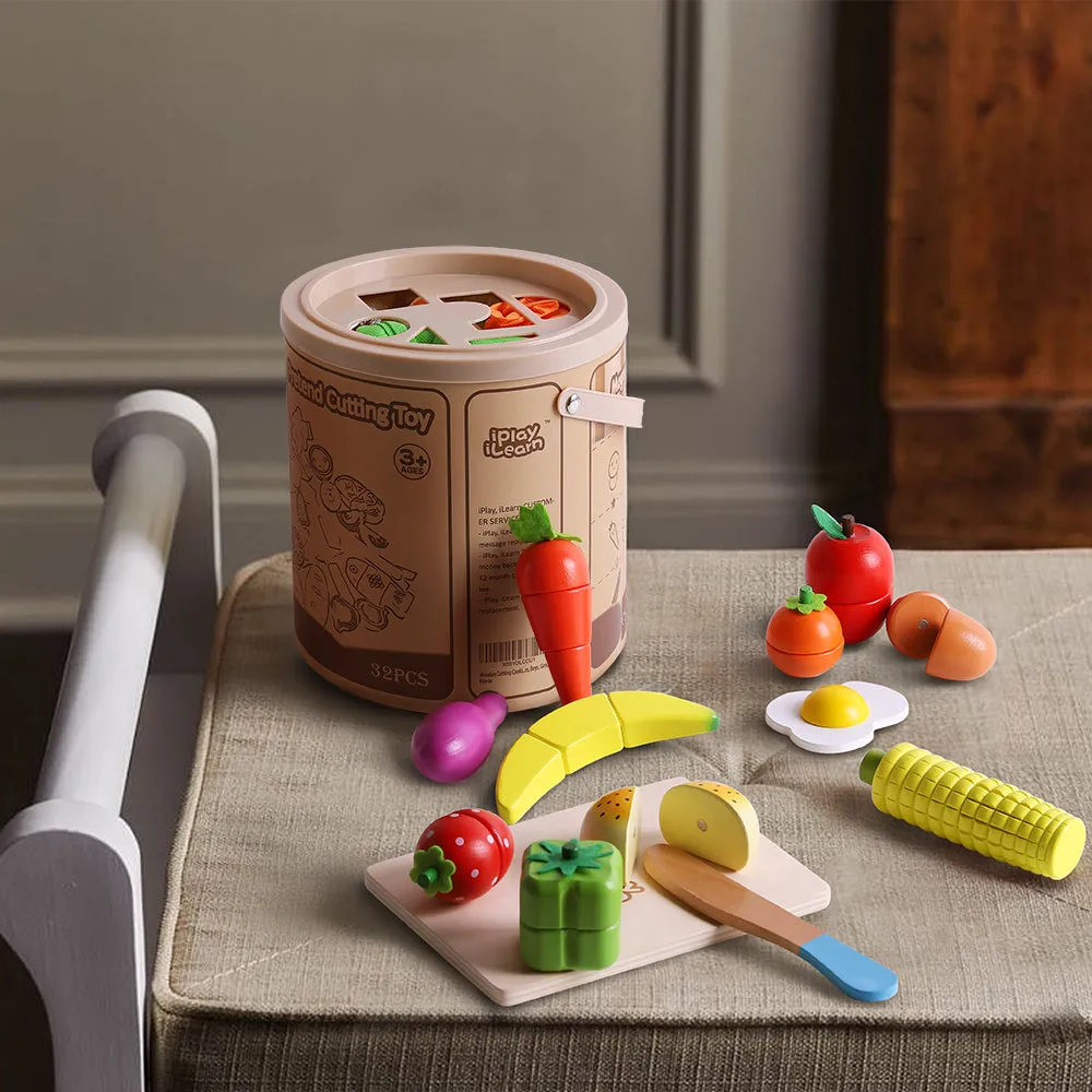 Ensemble de Cuisine en Bois pour Enfants - Jeu d'Imitation Alimentaire