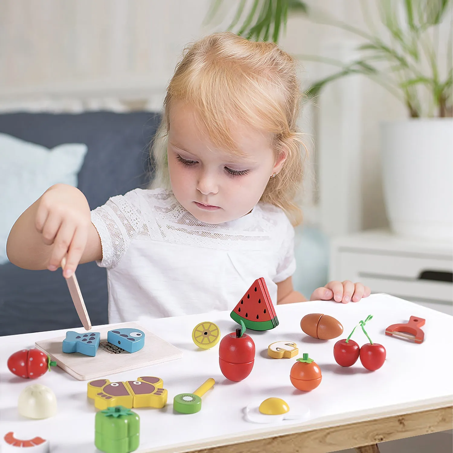 Ensemble de Cuisine en Bois pour Enfants - Jeu d'Imitation Alimentaire