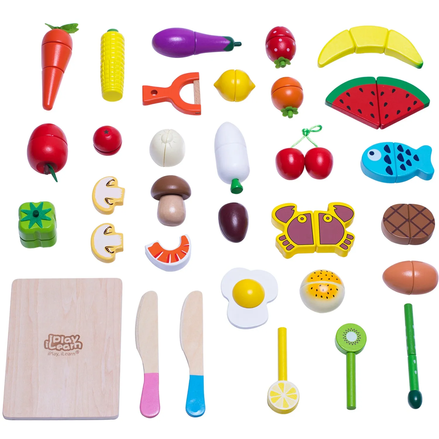 Ensemble de Cuisine en Bois pour Enfants - Jeu d'Imitation Alimentaire