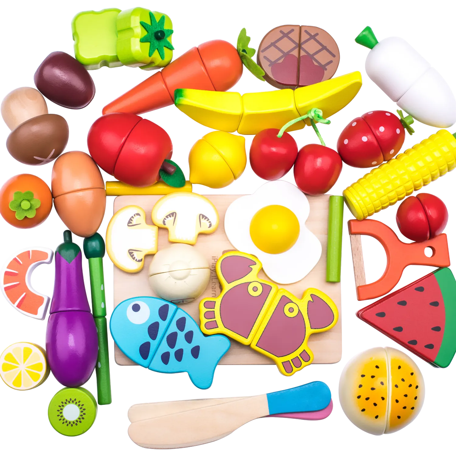 Ensemble de Cuisine en Bois pour Enfants - Jeu d'Imitation Alimentaire