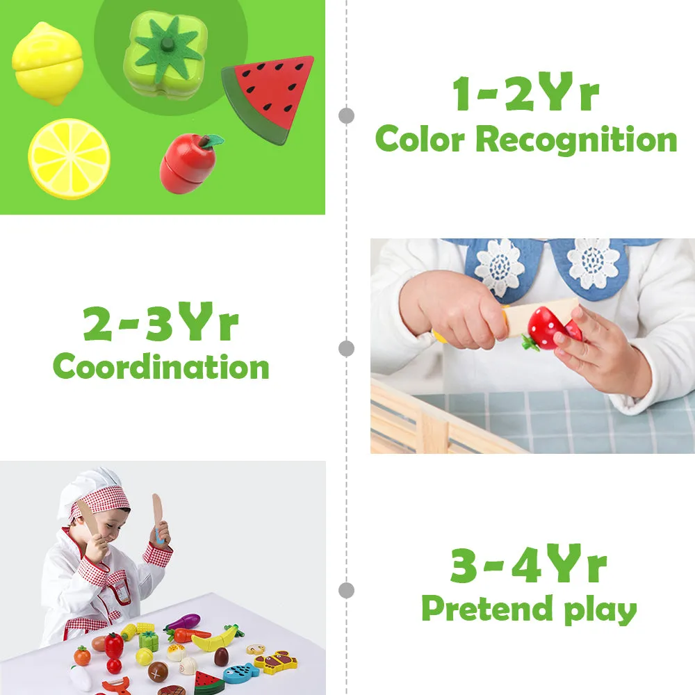 Ensemble de Cuisine en Bois pour Enfants - Jeu d'Imitation Alimentaire