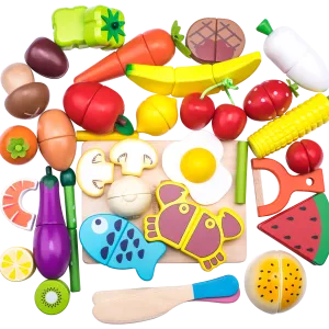 Ensemble de Cuisine en Bois pour Enfants - Jeu d'Imitation Alimentaire