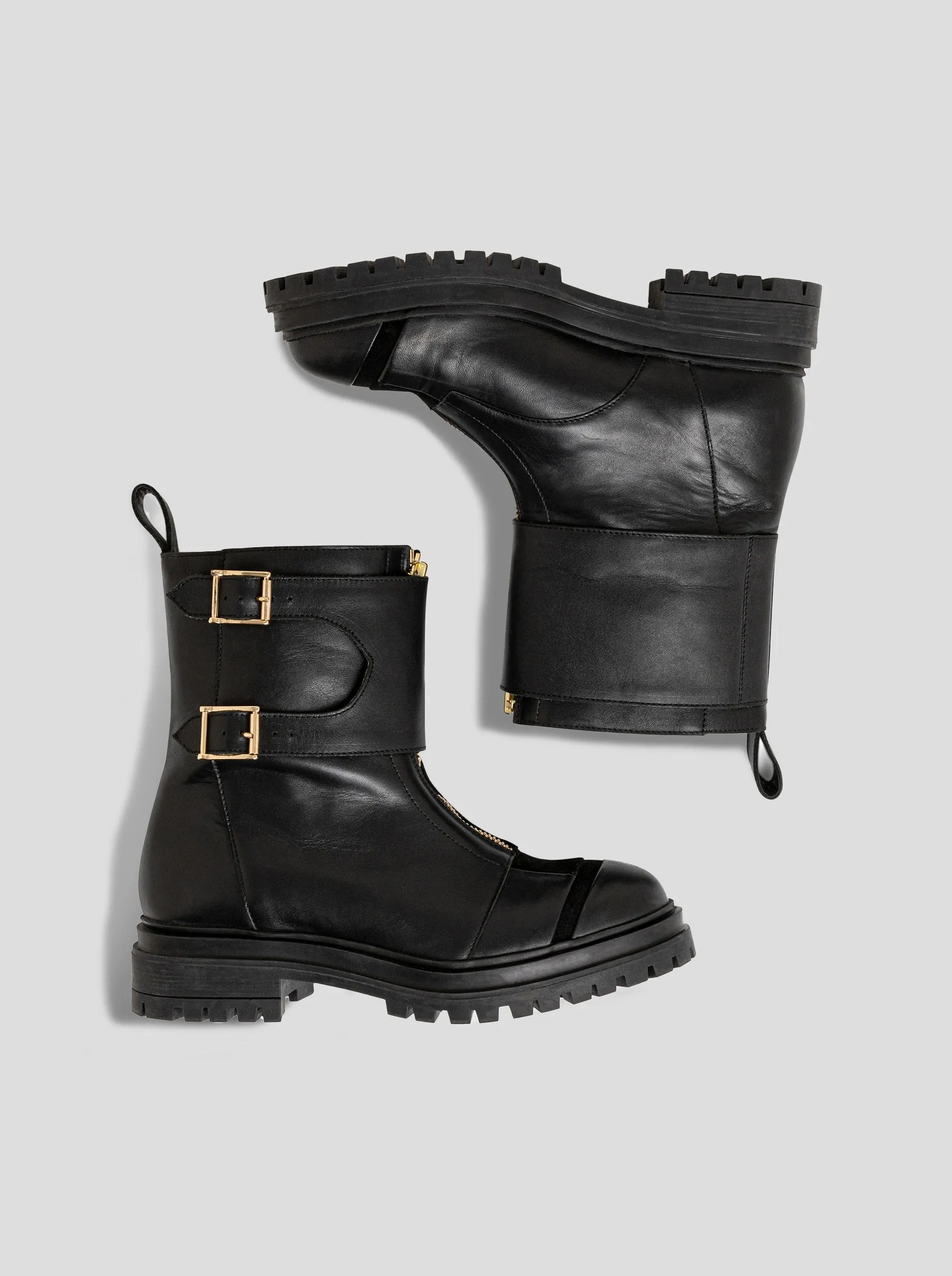 Bottes Woodstock Rangers en cuir noir