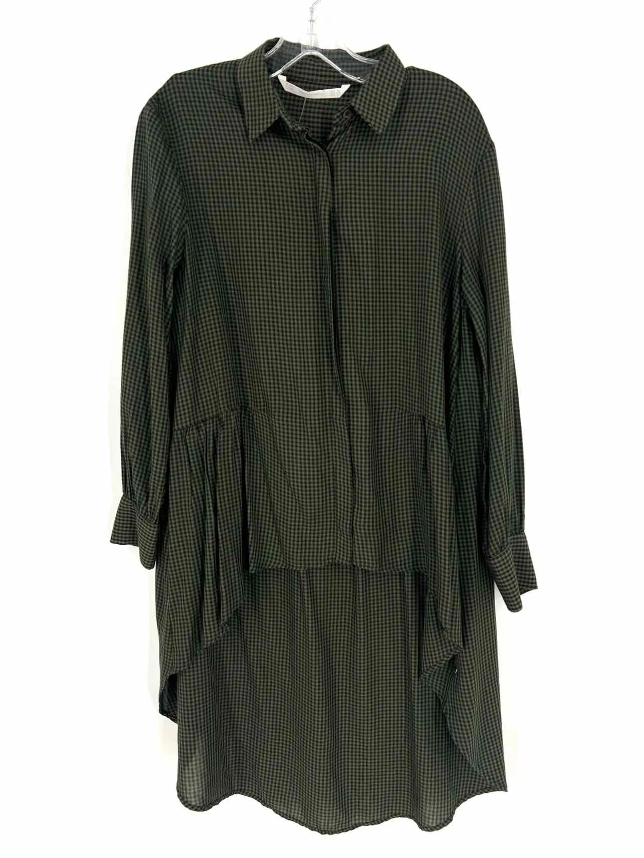 Zara Trafaluc Taille XS Haut à carreaux vert/noir asymétrique